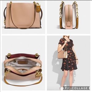 Coach Rogue Shoulder Bag Colorblock Beachwood and White